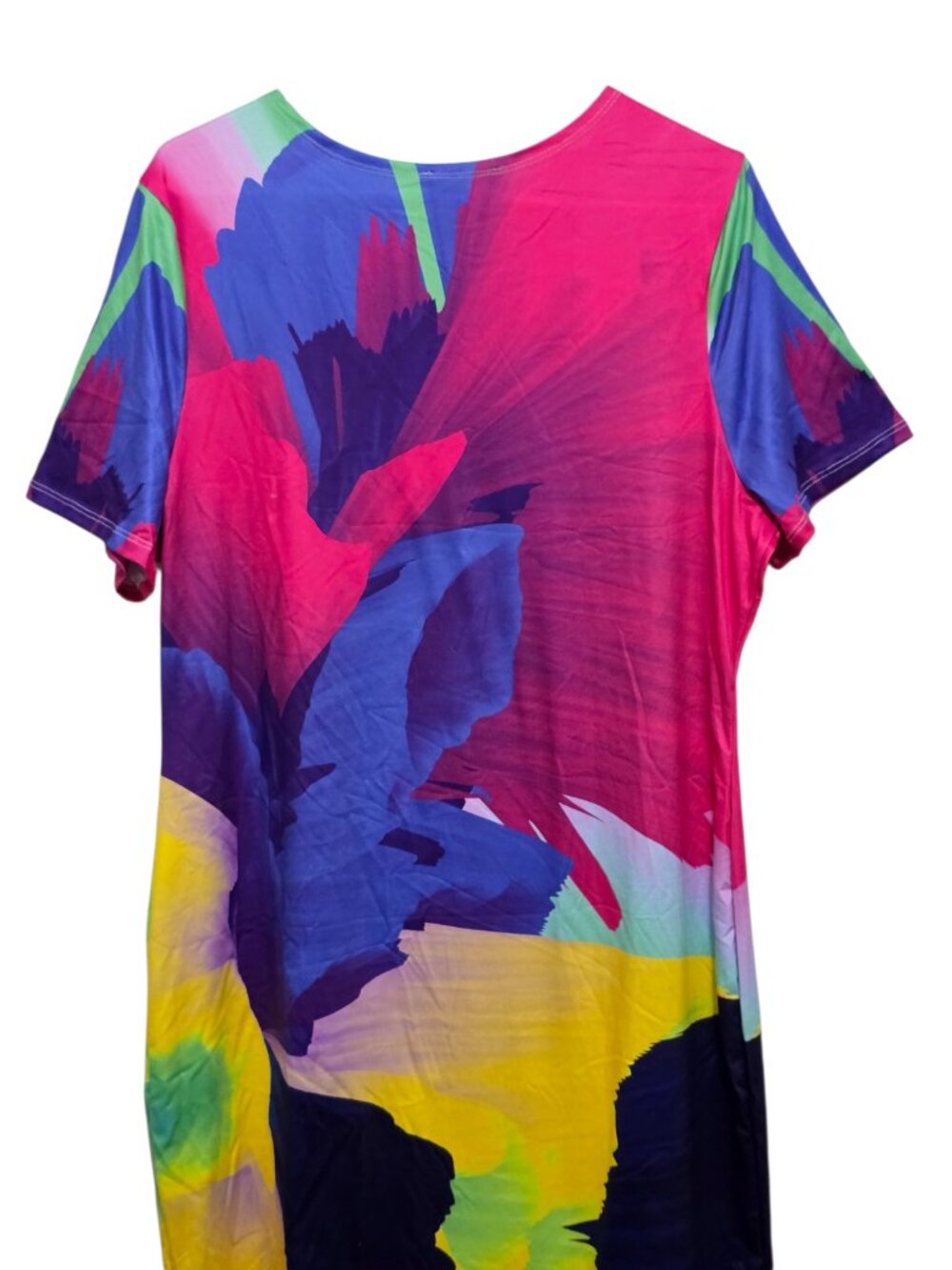 Glow Up Couture Short Sleeve Colorful Watercolor Floral Print Dress Size 3X NEW - Picture 5 of 5